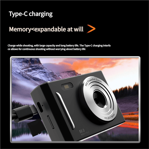 50MP HD Digital Camera with 8X Zoom & Dual Lens System(white) - RnR Galore