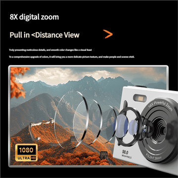 50MP HD Digital Camera with 8X Zoom & Dual Lens System(white) - RnR Galore
