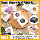 50PCS Handmade Soap Paper Box Round Window Kraft Black White Candy Biscuit Box - Black - 50pcs 8*8*3CM - RnR Galore