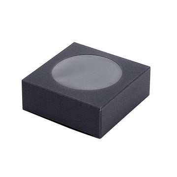 50PCS Handmade Soap Paper Box Round Window Kraft Black White Candy Biscuit Box - Black - 50pcs 8*8*3CM - RnR Galore
