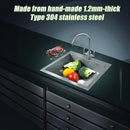 530x505mm Handmade Stainless Steel Topmount Kitchen Laundry Sink with Waste - RnR Galore