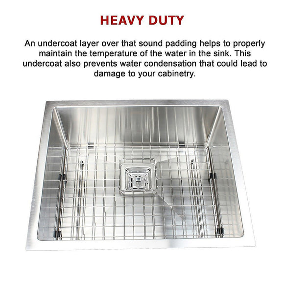 550x455mm Handmade 1.5mm Stainless Steel Undermount / Topmount Kitchen Sink with Square Waste - RnR Galore