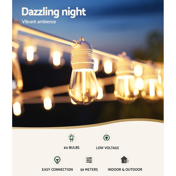 59M LED Festoon Light Outdoor String Light Christmas Wedding Party Decorations - RnR Galore