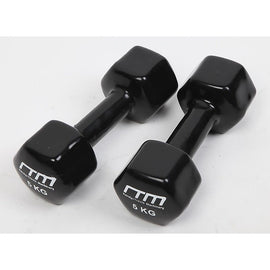5kg Dumbbells Pair PVC Hand Weights Rubber Coated - RnR Galore