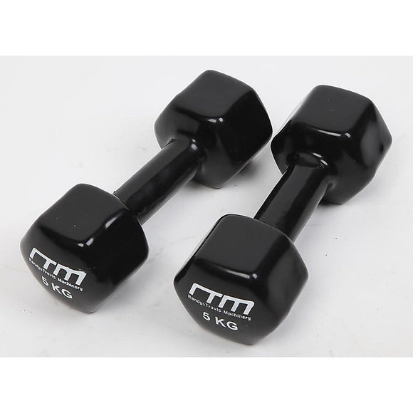 5kg Dumbbells Pair PVC Hand Weights Rubber Coated - RnR Galore