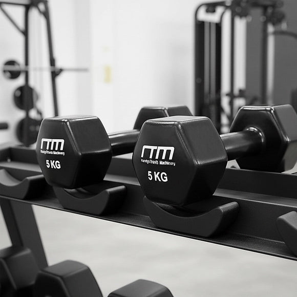 5kg Dumbbells Pair PVC Hand Weights Rubber Coated - RnR Galore