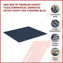 5m2 Box of Premium Carpet Tiles Commercial Domestic Office Heavy Use Flooring Blue - RnR Galore