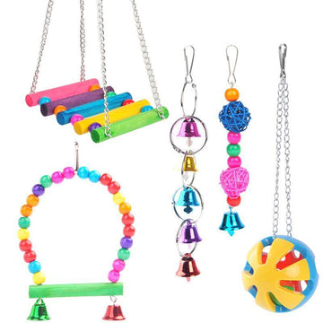 5PCS Hanging Parrot Toys Set with Swings and Ladders for Budgies Cockatiels Cages - RnR Galore