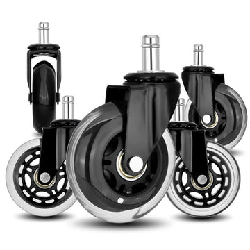 5X 3'' Rollerblade Style Wheels Office Chair Casters - Slient Smooth, 11x22mm Stem - RnR Galore