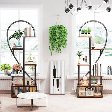 6 Tier Corner Plant Stand Metal & MDF Ladder Shelf Rack - RnR Galore