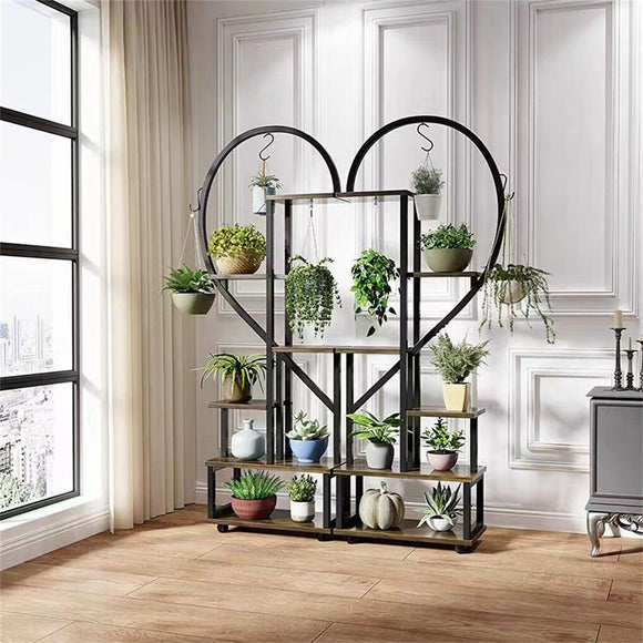 6 Tier Corner Plant Stand Metal & MDF Ladder Shelf Rack - RnR Galore