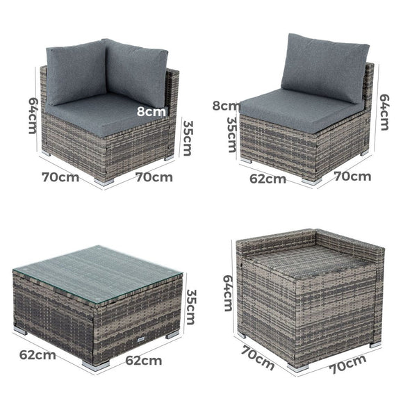 6PCS Outdoor Modular Lounge Sofa Coogee - Grey - RnR Galore