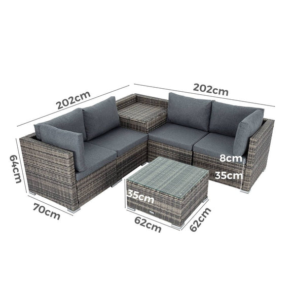 6PCS Outdoor Modular Lounge Sofa Coogee - Grey - RnR Galore