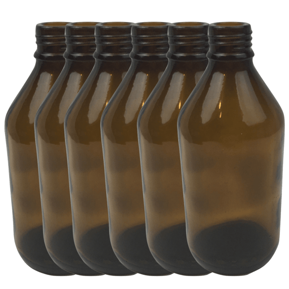 6x 600ml Amber Glass Bottle Cosmetic Essential Oil General Purpose Storage - RnR Galore