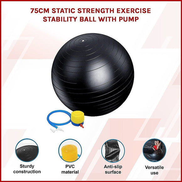 75cm Static Strength Exercise Stability Ball with Pump - RnR Galore