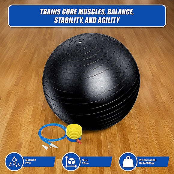 75cm Static Strength Exercise Stability Ball with Pump - RnR Galore