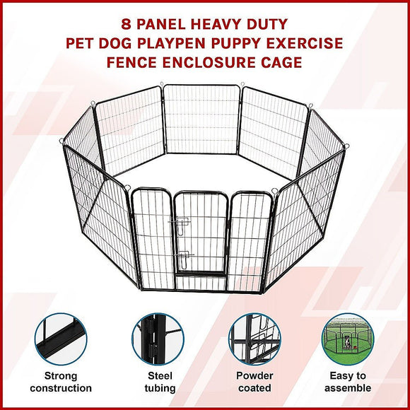 8 Panel Heavy Duty Pet Dog Playpen Puppy Exercise Fence Enclosure Cage - RnR Galore