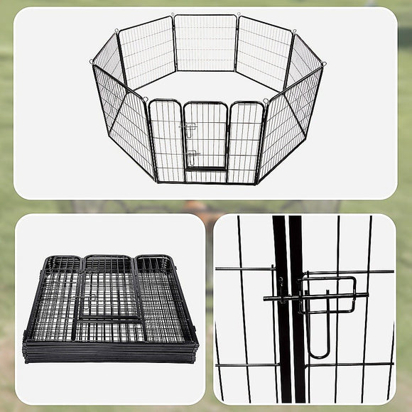 8 Panel Heavy Duty Pet Dog Playpen Puppy Exercise Fence Enclosure Cage - RnR Galore