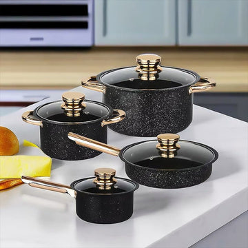 8 - Piece Stainless Steel Cookware Set with Maifan Stone Non - Stick Coating - RnR Galore