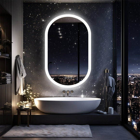800x500mm LED Bathroom Mirror Oval Anti - Fog Dimmable Wall Mount - RnR Galore