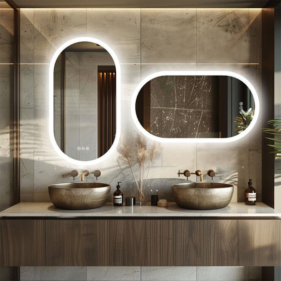800x500mm LED Bathroom Mirror Oval Anti - Fog Dimmable Wall Mount - RnR Galore