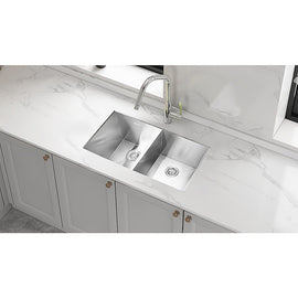 820x457mm Handmade Stainless Steel Undermount / Topmount Kitchen Laundry Sink with Waste - RnR Galore
