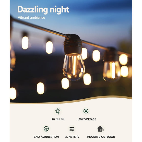 86m Solar Festoon Lights Outdoor LED String Light Christmas Party Decorations - RnR Galore