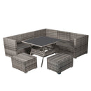 8PC Outdoor Dining Set Wicker Table &amp; Chairs - Grey - RnR Galore