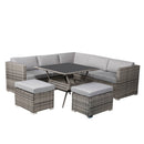 8PC Outdoor Dining Set Wicker Table &amp; Chairs - Grey - RnR Galore