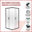 900 x 900mm Sliding Door Nano Safety Glass Shower Screen By Della Francesca - RnR Galore