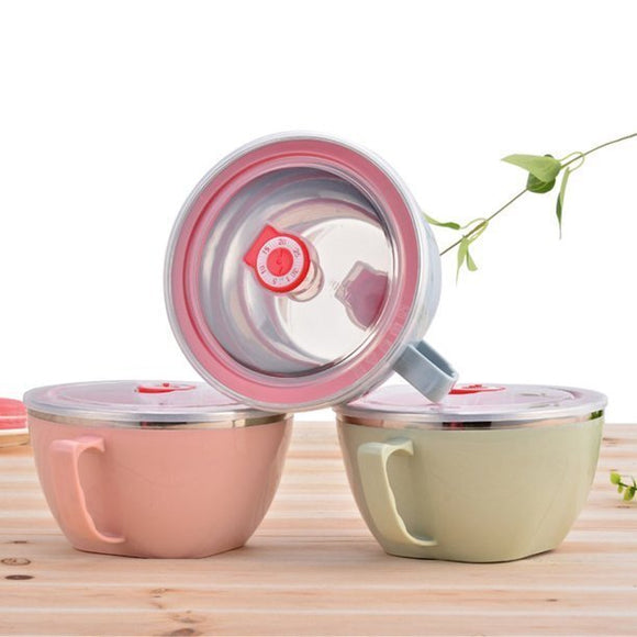 900ml Stainless Steel Instant Noodle Solid Bowl Korean Mi Goreng w Lid & Handle - RnR Galore