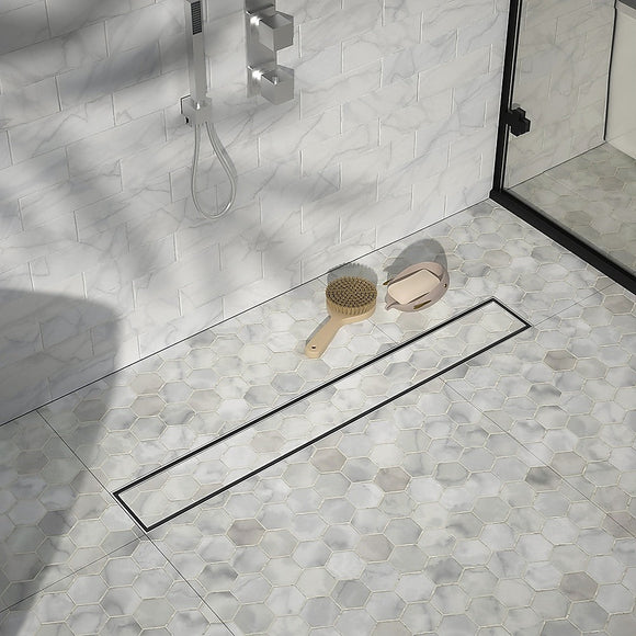 900mm Tile Insert Bathroom Shower Stainless Steel Grate Drain w/Centre outlet Floor Waste - RnR Galore
