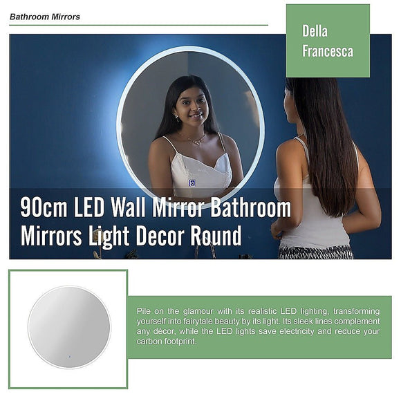 90cm LED Wall Mirror Bathroom Mirrors Light Decor Round - RnR Galore