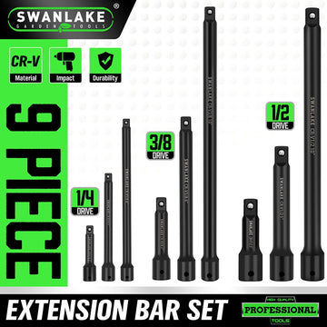 9Pcs Extension Bar Set 1/4" 3/8" 1/2" Black Drive Socket Auto Repairing - RnR Galore