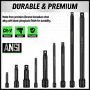 9Pcs Extension Bar Set 1/4" 3/8" 1/2" Black Drive Socket Auto Repairing - RnR Galore