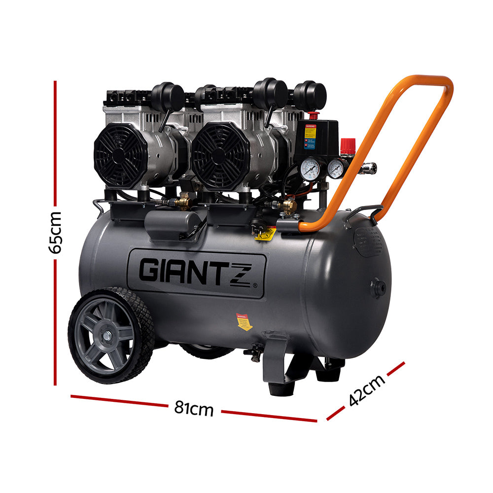 Giantz 50L Air Compressor 200L/min 3.0HP Oil-Free Quiet Electric Portable Air Inflator - 0