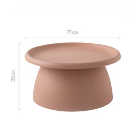 Artiss Coffee Table Round 71CM Plastic Pink - 0