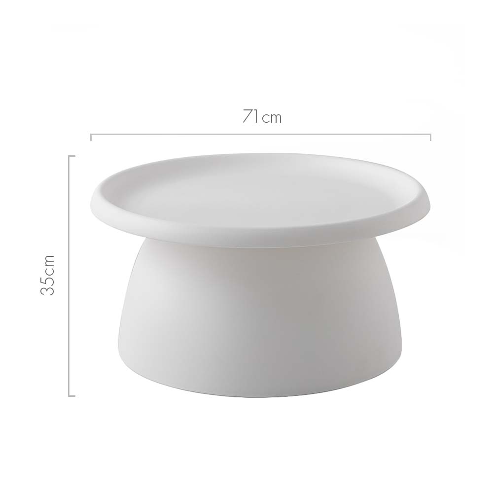 Artiss Coffee Table Round 71CM Plastic White