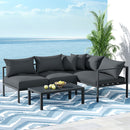 Gardeon 4 Seater Outdoor Sofa Set Aluminium Patio Furniture Setting 4PC Charcoal-7