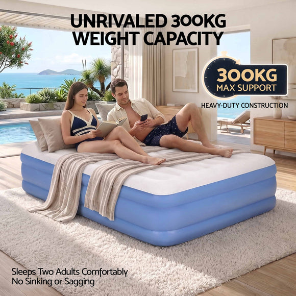 Weisshorn Queen Air Mattress with Rechargeable Cordless Pump 46cm