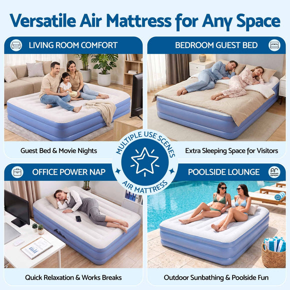 Weisshorn Queen Air Mattress with Rechargeable Cordless Pump 46cm