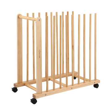Artiss Art Drying & Storage Rack with Caster Wheels, Solid Wood Adjustable Slots Rack for Drawing Boards, Panels, Paintings, Artworks Display - 0