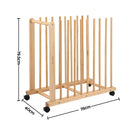Artiss Art Drying & Storage Rack with Caster Wheels, Solid Wood Adjustable Slots Rack for Drawing Boards, Panels, Paintings, Artworks Display-3