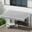 Instahut Retractable Folding Arm Awning Manual Sunshade 3Mx2.5M Grey White-7