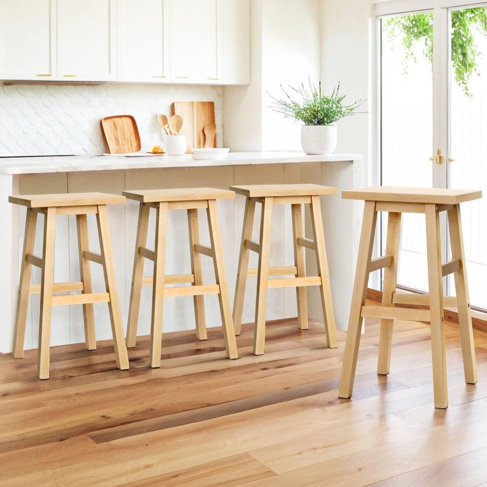 Artiss 4x Bar Stools Kitchen Chairs Wooden Nature