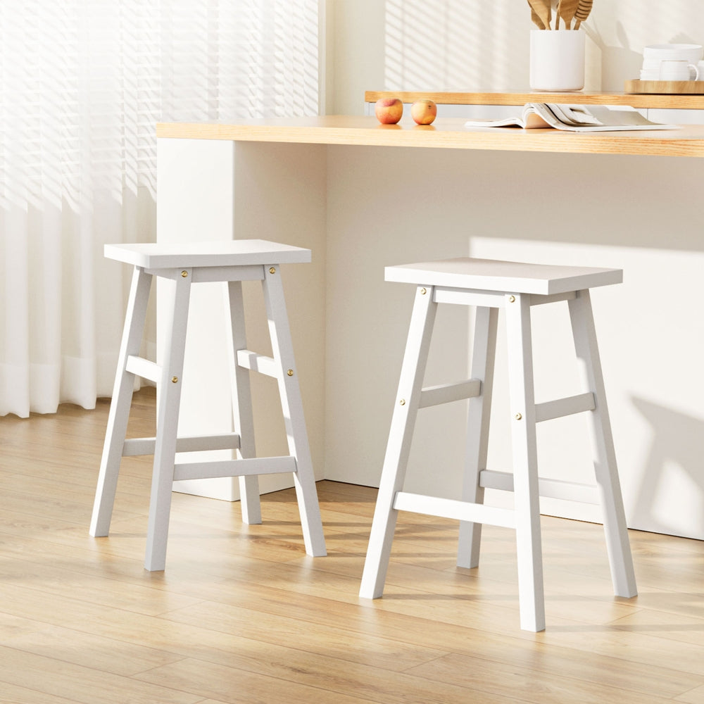 Artiss Bar Stools Kitchen Counter Stools Wooden Chairs White x2