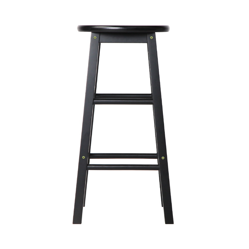 Artiss 2x Bar Stools Round Chairs Wooden Black