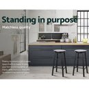 Artiss 2x Bar Stools Round Chairs Wooden Black-14