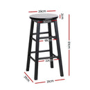 Artiss 4x Bar Stools Round Chairs Wooden Black-2