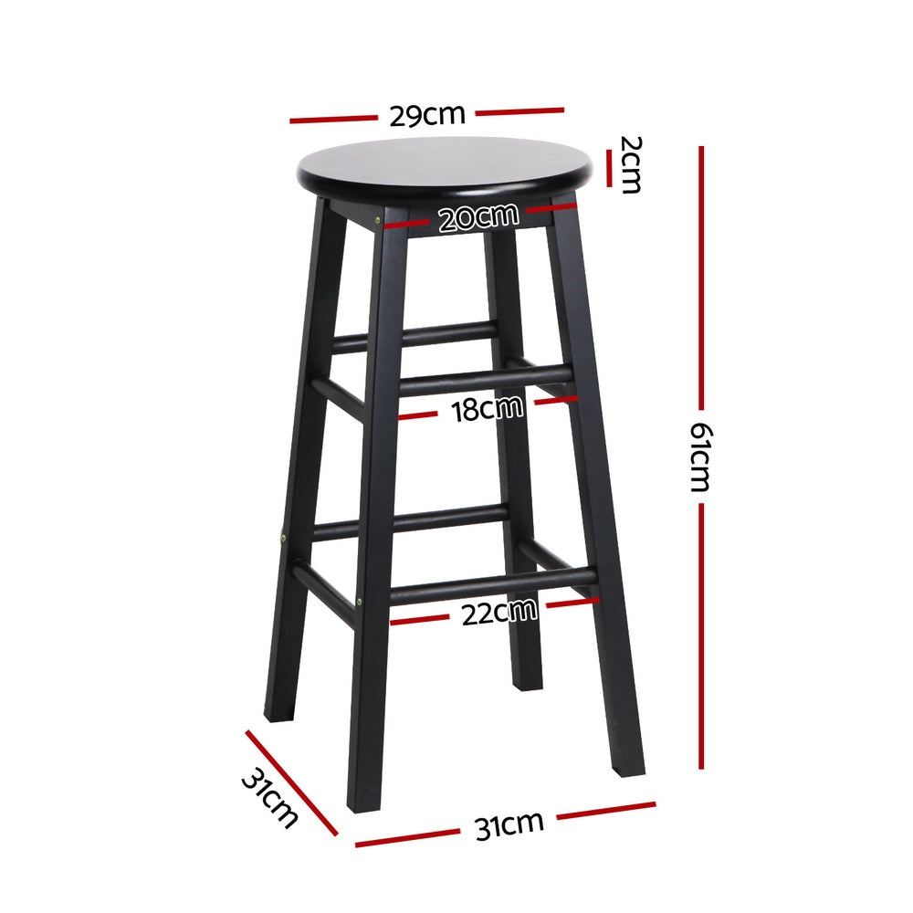 Artiss 4x Bar Stools Round Chairs Wooden Black - 0